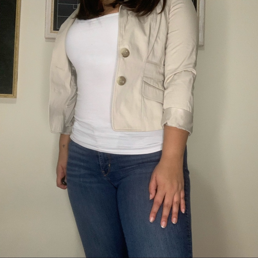 Cream Cropped Blazer